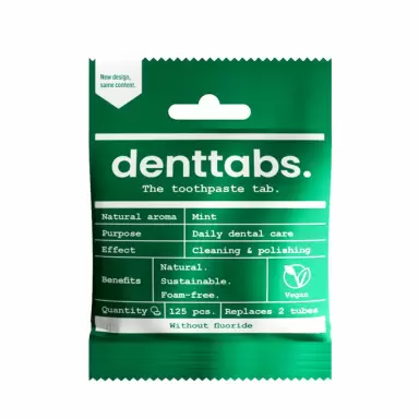 Tabletki do mycia zębów bez fluoru Stewia, Mięta | Denttabs