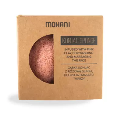 Naturalna Gąbka Konjac do mycia twarzy z różową glinką | Mohani
