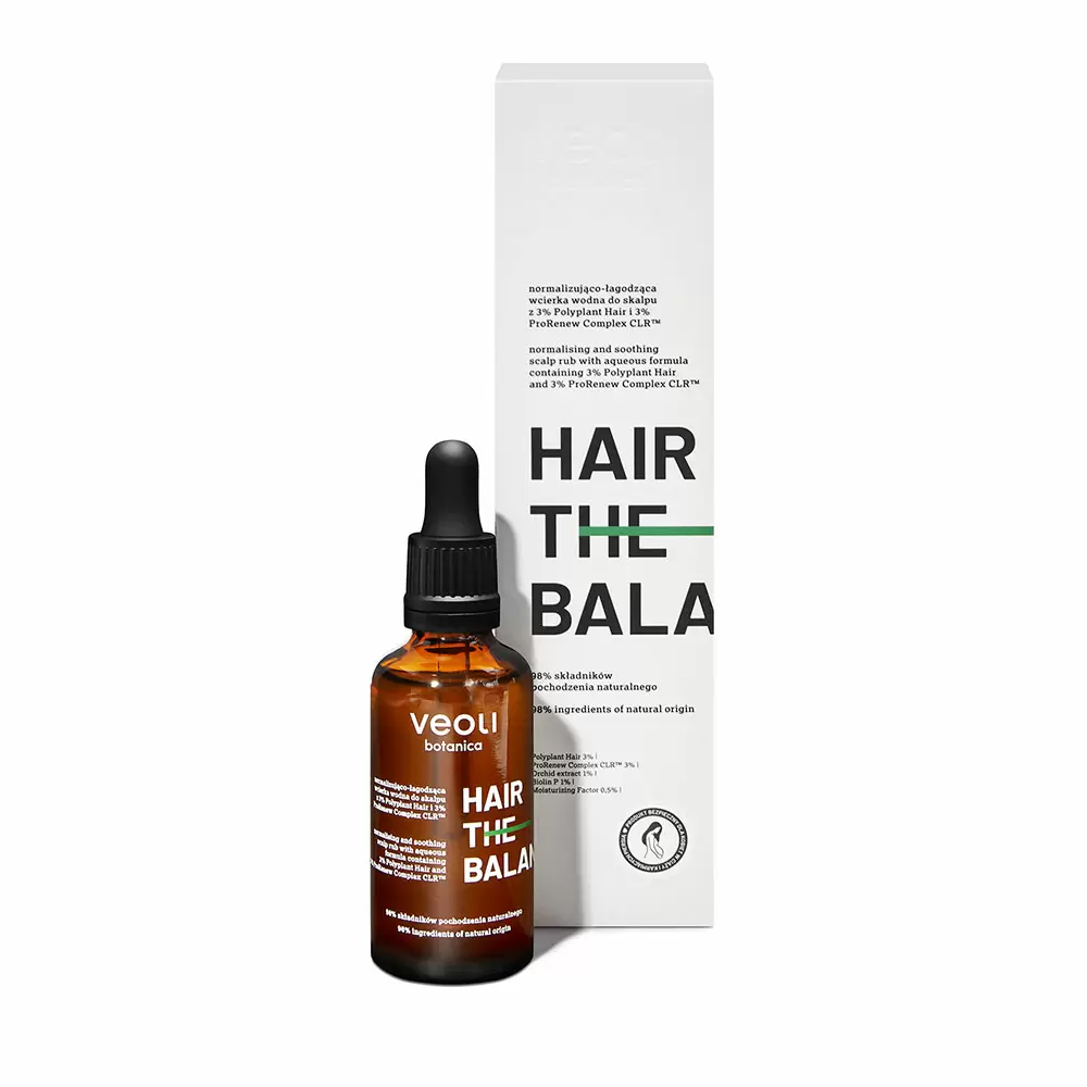Normalizująco - łagodząca wcierka wodna do skalpu z 3% Polyplant Hair i 3% ProRenew Complex CLR™ HAIR THE BALANCE | Veoli Botanica