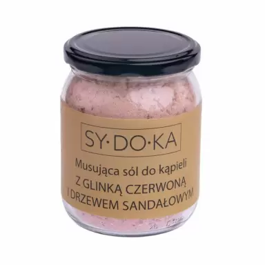 Musująca sól do kąpieli z glinką czerwoną i drzewem sandałowym | Sydoka