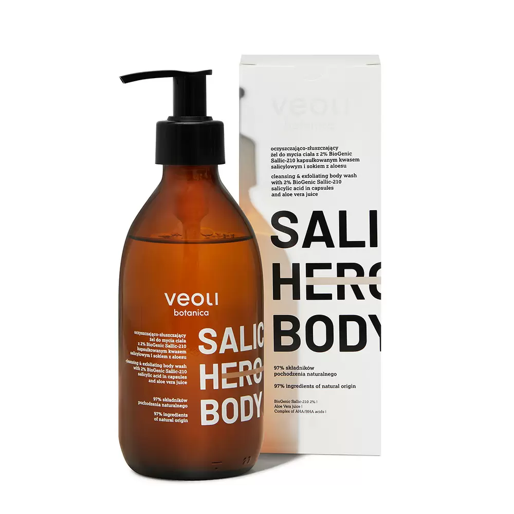 Żel złuszczający do mycia ciała z kapsułkowanym kwasem salicylowym SALIC HERO BODY | Veoli Botanica