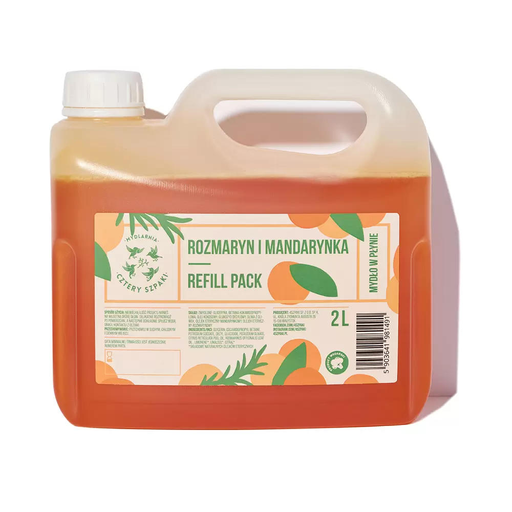 Mydło w płynie Rozmaryn i Mandarynka - refill | Cztery Szpaki