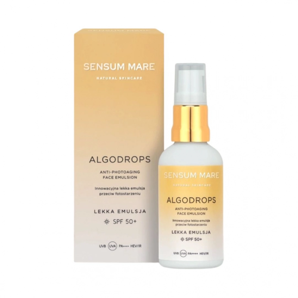 ALGODROPS Innowacyjne krople ochronne przeciw fotostarzeniu SPF 50 UVB UVA PA++++ HEV/IR | Sensum Mare