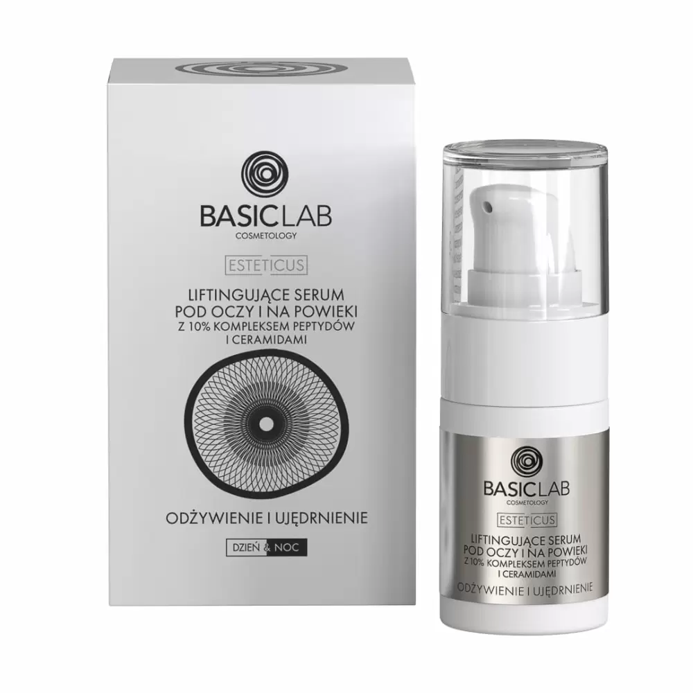Serum liftingujące pod oczy i na powieki z 10% kompleksem peptydów i ceramidami | BasicLab
