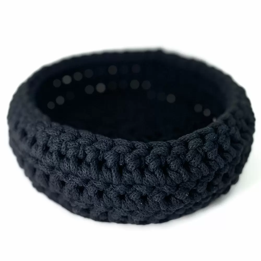 Koszyczek ze sznurka bawełnianego - wyższy - rozmiar L - czarny | BoMoye