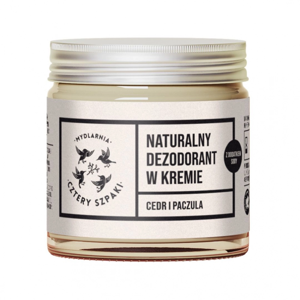 Dezodorant w kremie Cedr i Paczula z dodatkiem sody | Cztery Szpaki
