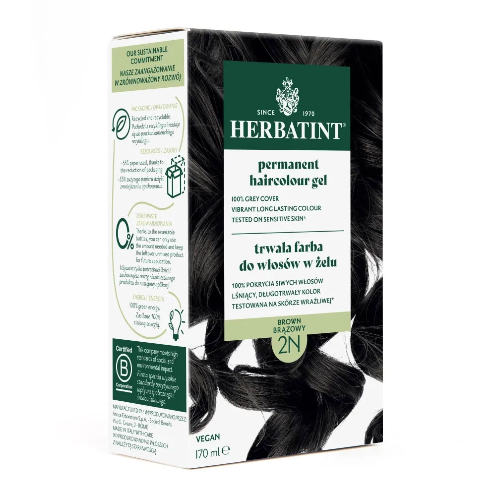 Farba do włosów 2N BRĄZOWY seria NATURALNA | Herbatint