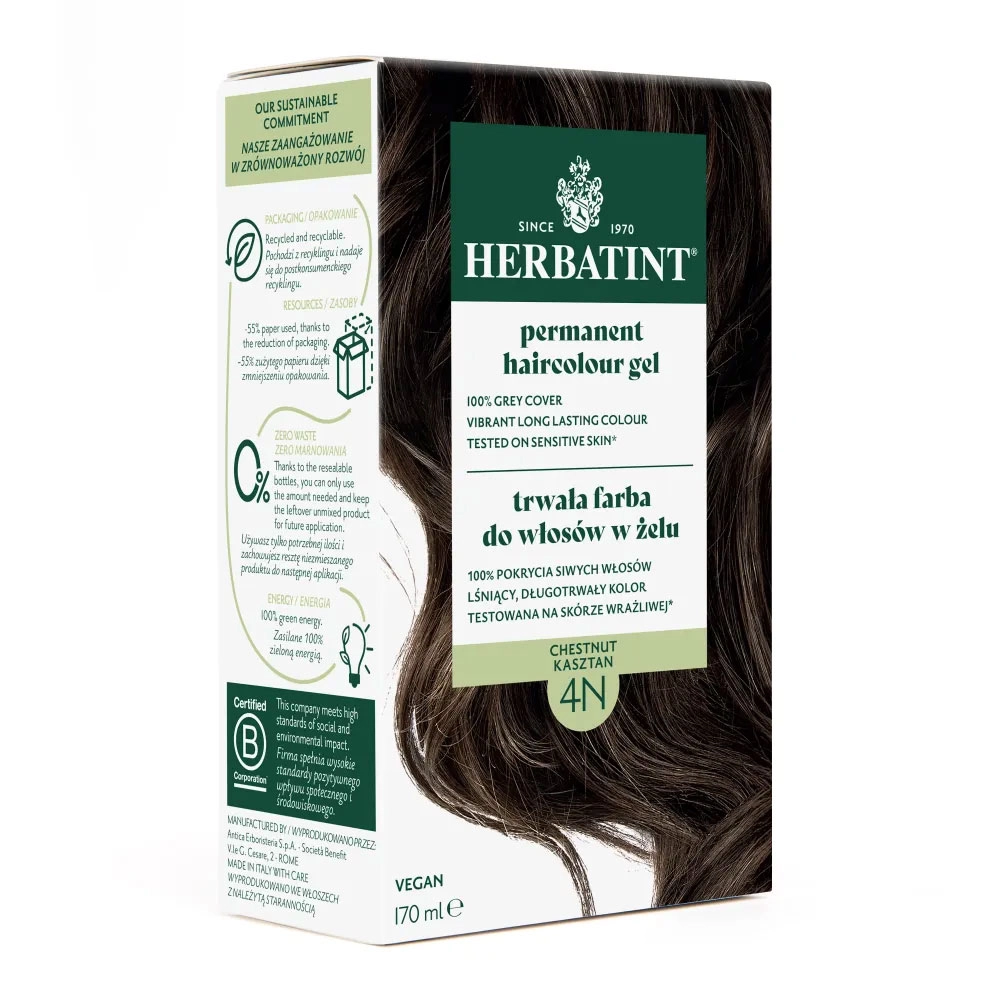 Farba do włosów 4N KASZTAN seria NATURALNA | Herbatint
