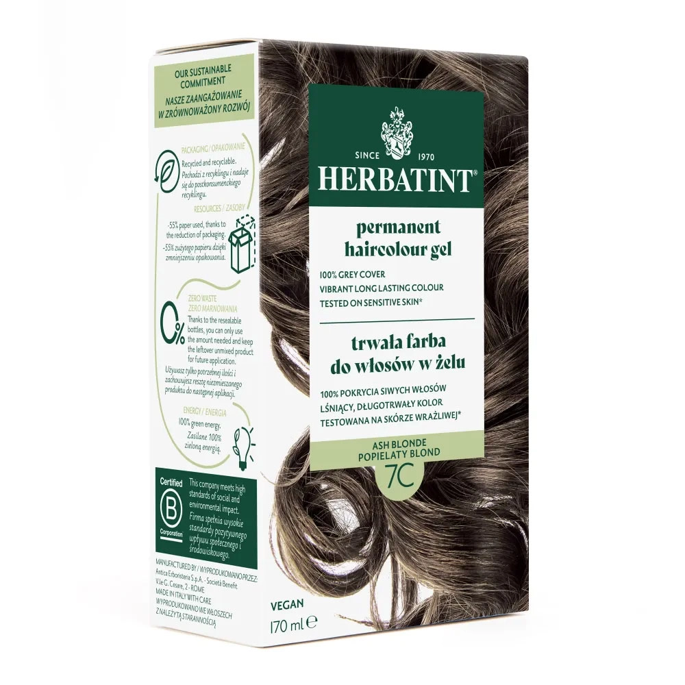 Farba do włosów 7C POPIELATY BLOND seria POPIELATA | Herbatint