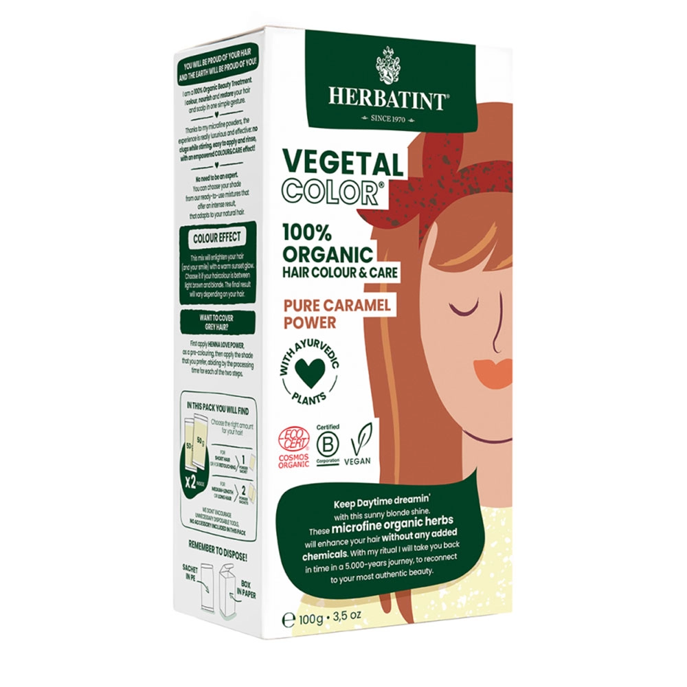 Farba do Włosów Vegetal Color 100% ORGANIC Honey Pure Caramel - Czysty Karmel | Herbatint