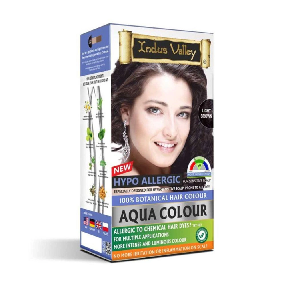 Farba hipoalergiczna do włosów Aqua - Jasny brąz | Indus Valley