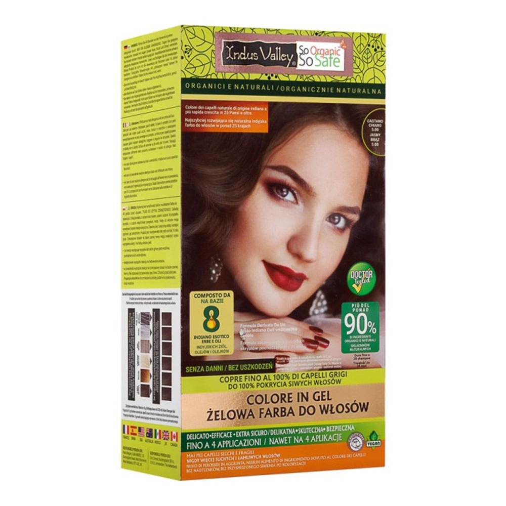 Farba żelowa do włosów - 5.0 Jasny brąz | Indus Valley