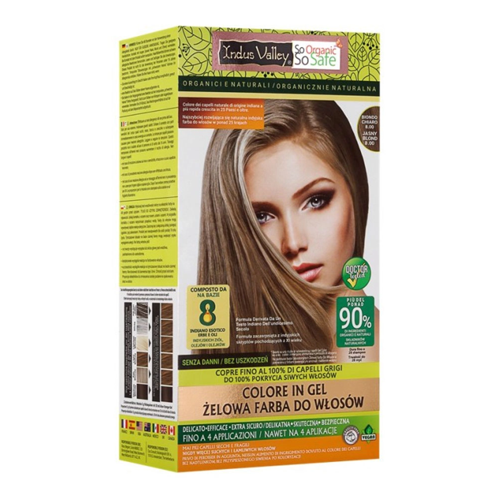 Farba żelowa do włosów - 8.0 Jasny blond | Indus Valley