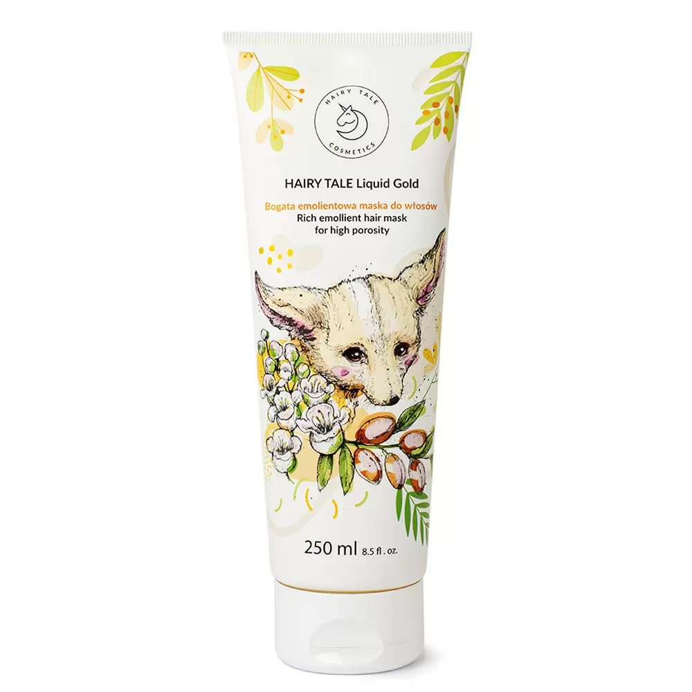 Bogata emolientowa maska do włosów o wysokiej porowatości Liquid Gold | Hairy Tale Cosmetics