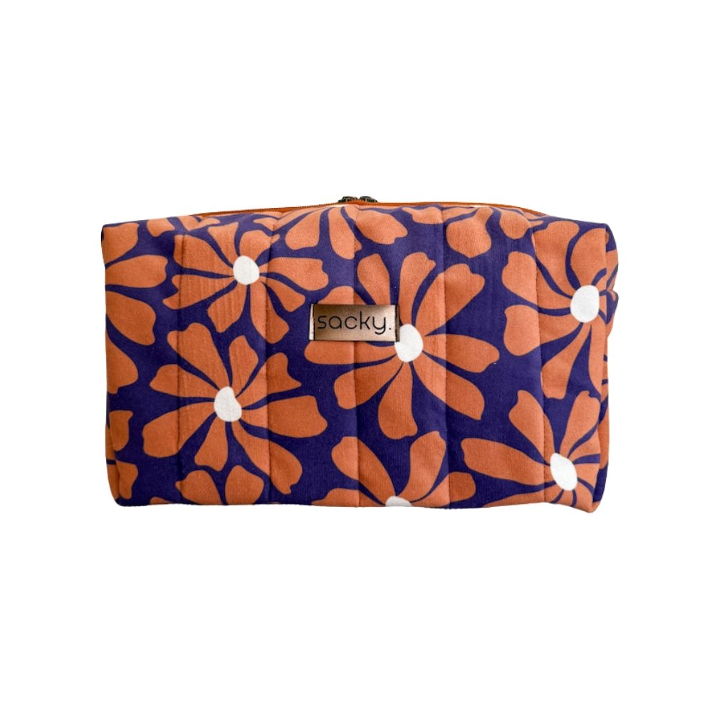 Kosmetyczka pikowana margaretka cynamon | Sacky