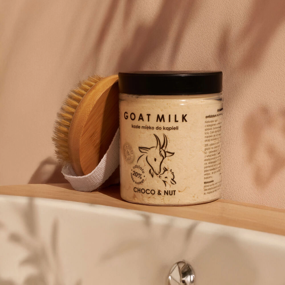 Kozie mleko do kąpieli z kolagenem, pantenolem i olejkiem jojoba - Choco and Nut | e-FIORE