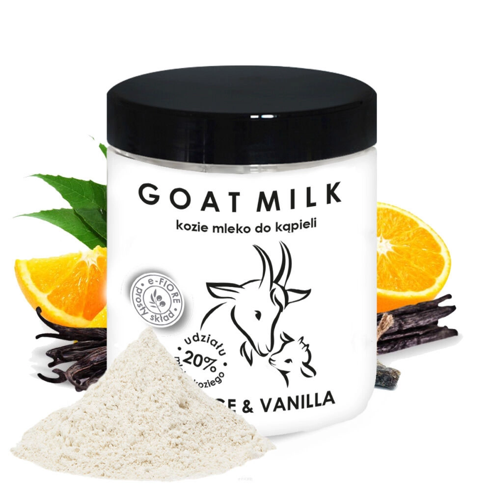 Kozie mleko do kąpieli z kolagenem, pantenolem i olejkiem jojoba - Orange and Vanilla | e-FIORE