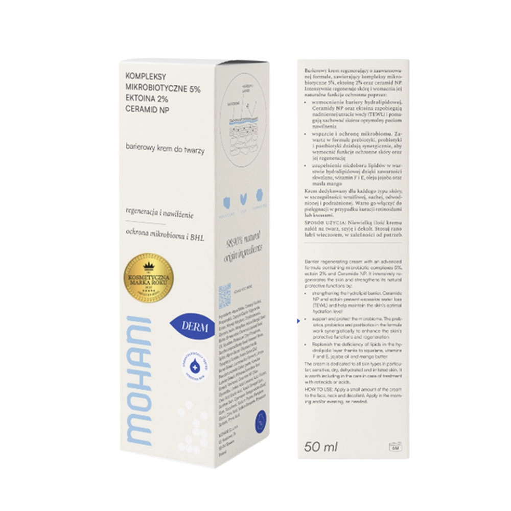 Krem barierowy do twarzy z ektoiną, kompleksem mikroprobiotycznym i ceramidem | Mohani