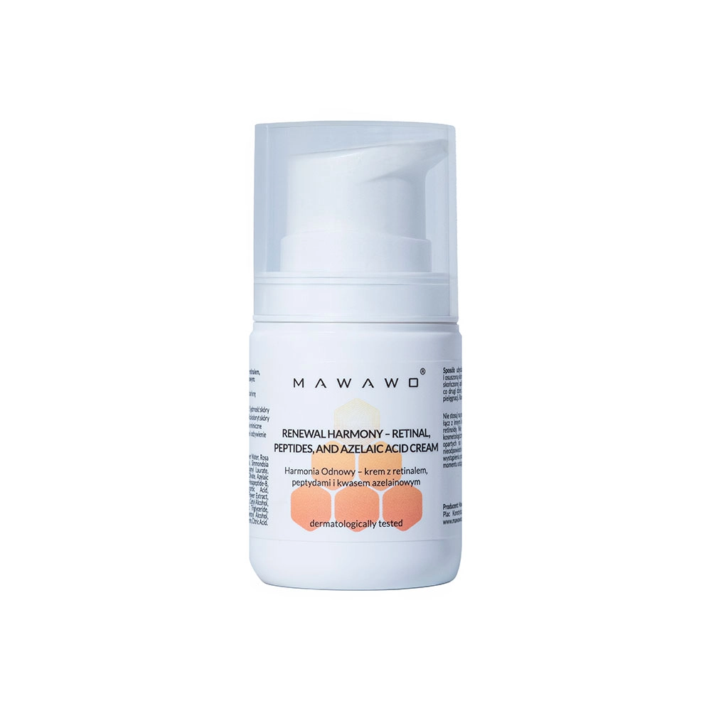 Krem do twarzy z retinalem, peptydami i kwasem azelainowym Harmonia odnowy | Mawawo