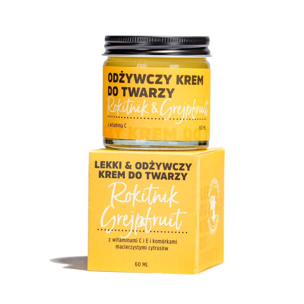 Krem lekki odżywczy do twarzy z rokitnikiem i grejpfrutem | Manufaktura Bursztynnika