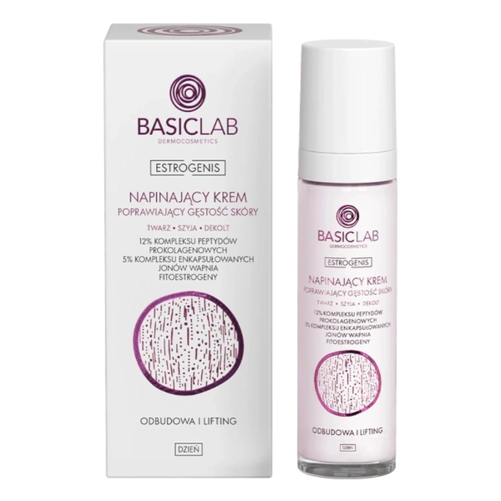 Krem napinający do twarzy, szyi i dekoltu poprawiający gęstość skóry na dzień Odbudowa i Lifting | BasicLab