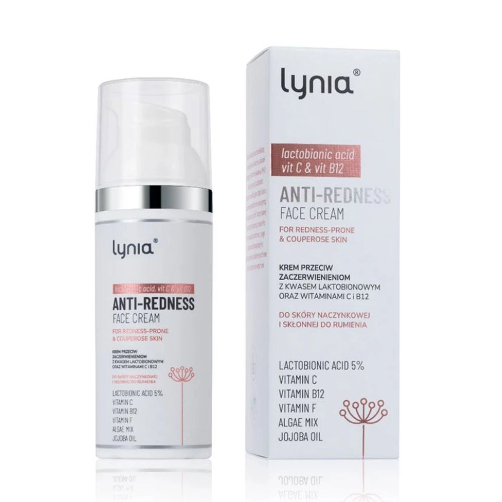 Krem przeciw zaczerwienieniom z kwasem laktobionowym i witaminą B12 | Lynia
