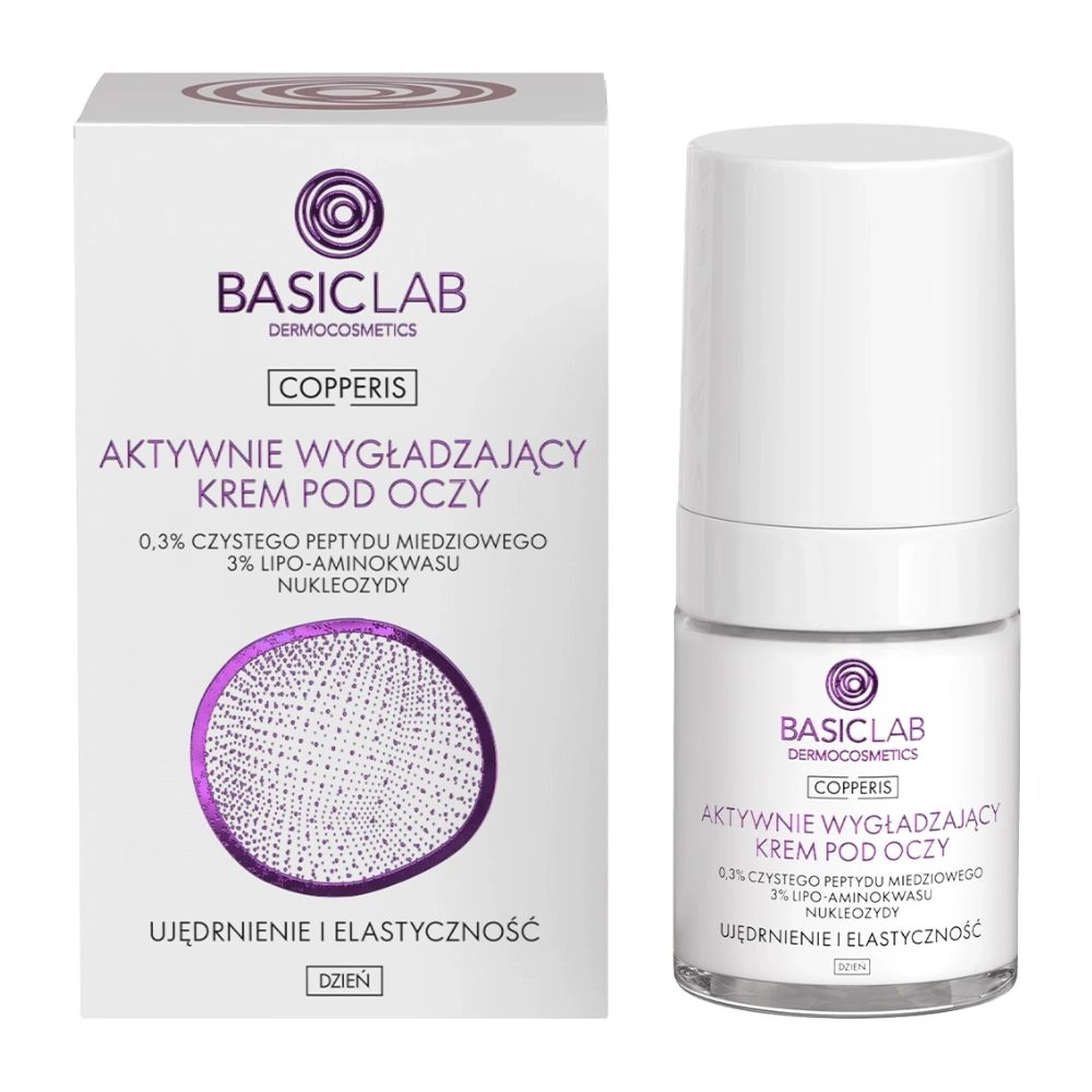 Krem wygładzający pod oczy na dzień z peptydem miedziowym | BasicLab