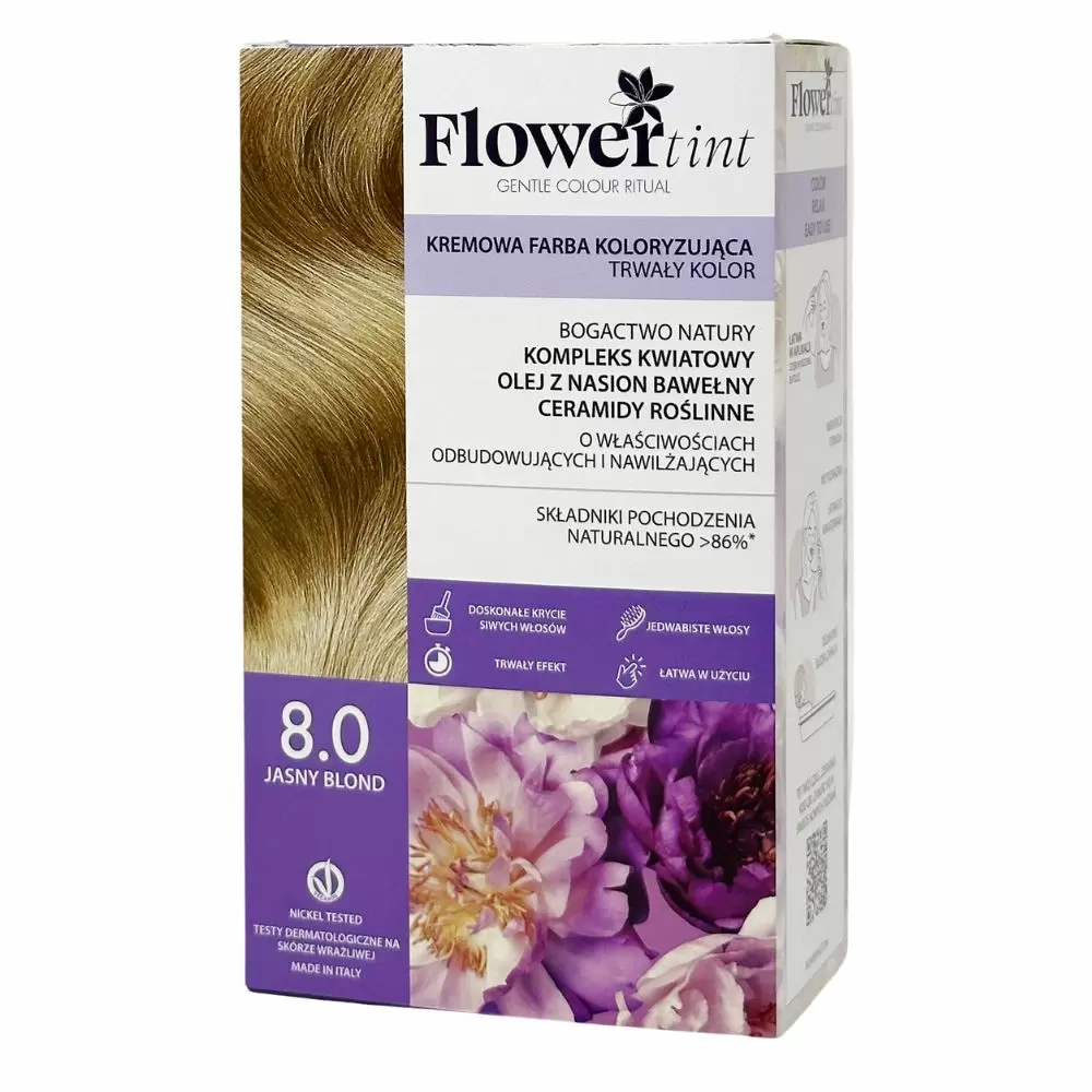 Kremowa farba koloryzująca do włosów 8.0 - Jasny blond | FlowerTint