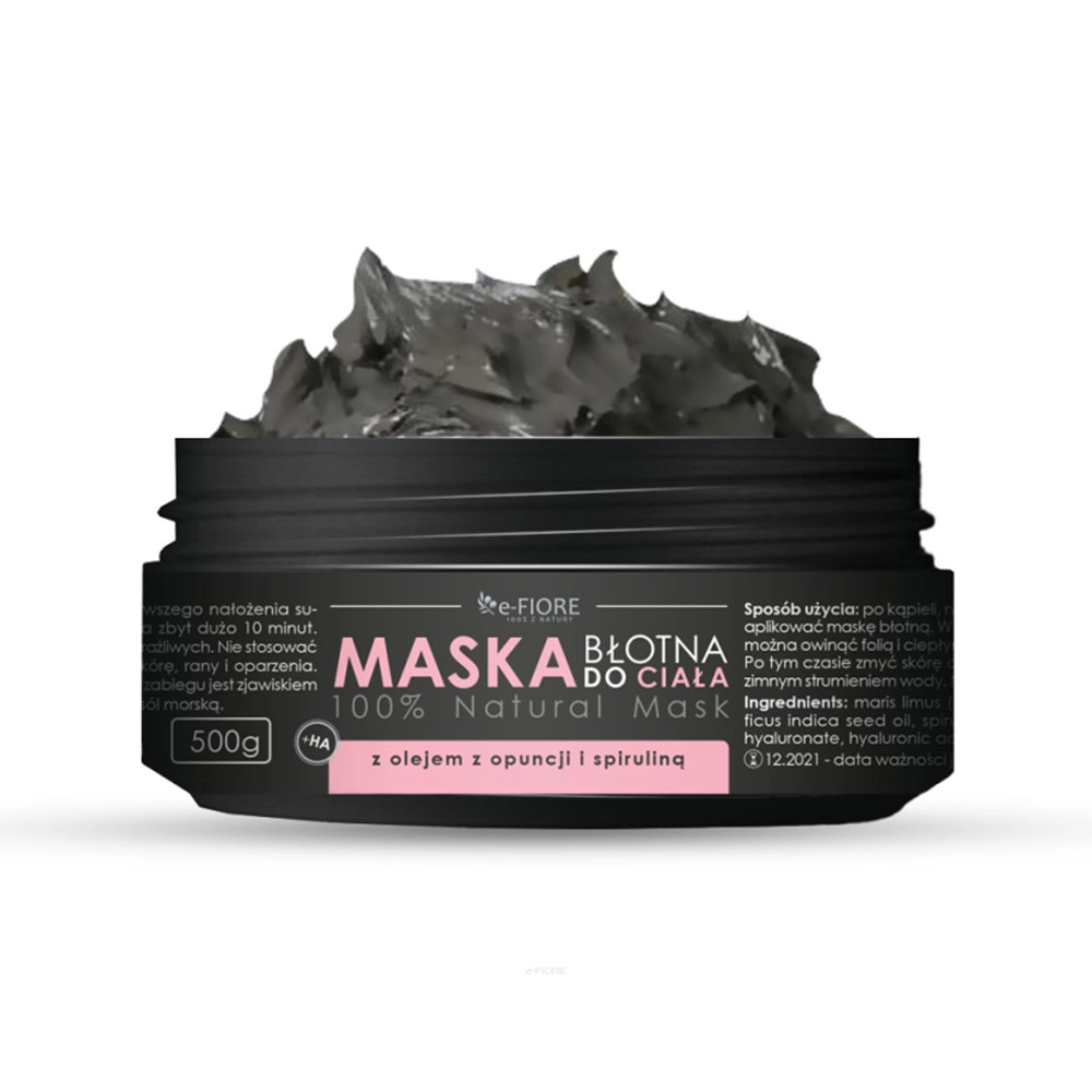 Maska błotna do twarzy i ciała z olejem z opuncji i spiruliną | e-FIORE