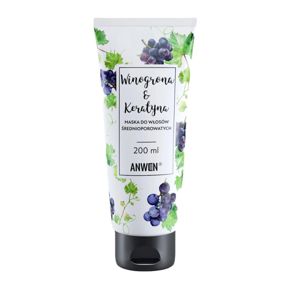 Maska do włosów średnioporowatych - Winogrona i Keratyna (tuba) | Anwen