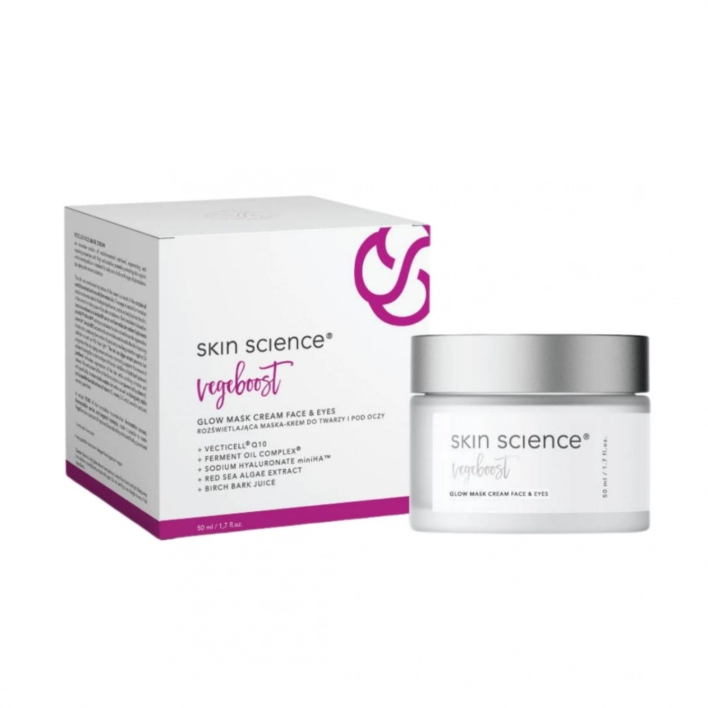 Maska - krem rozświetlająca do twarzy i pod oczy VegeBoost | Skin Science