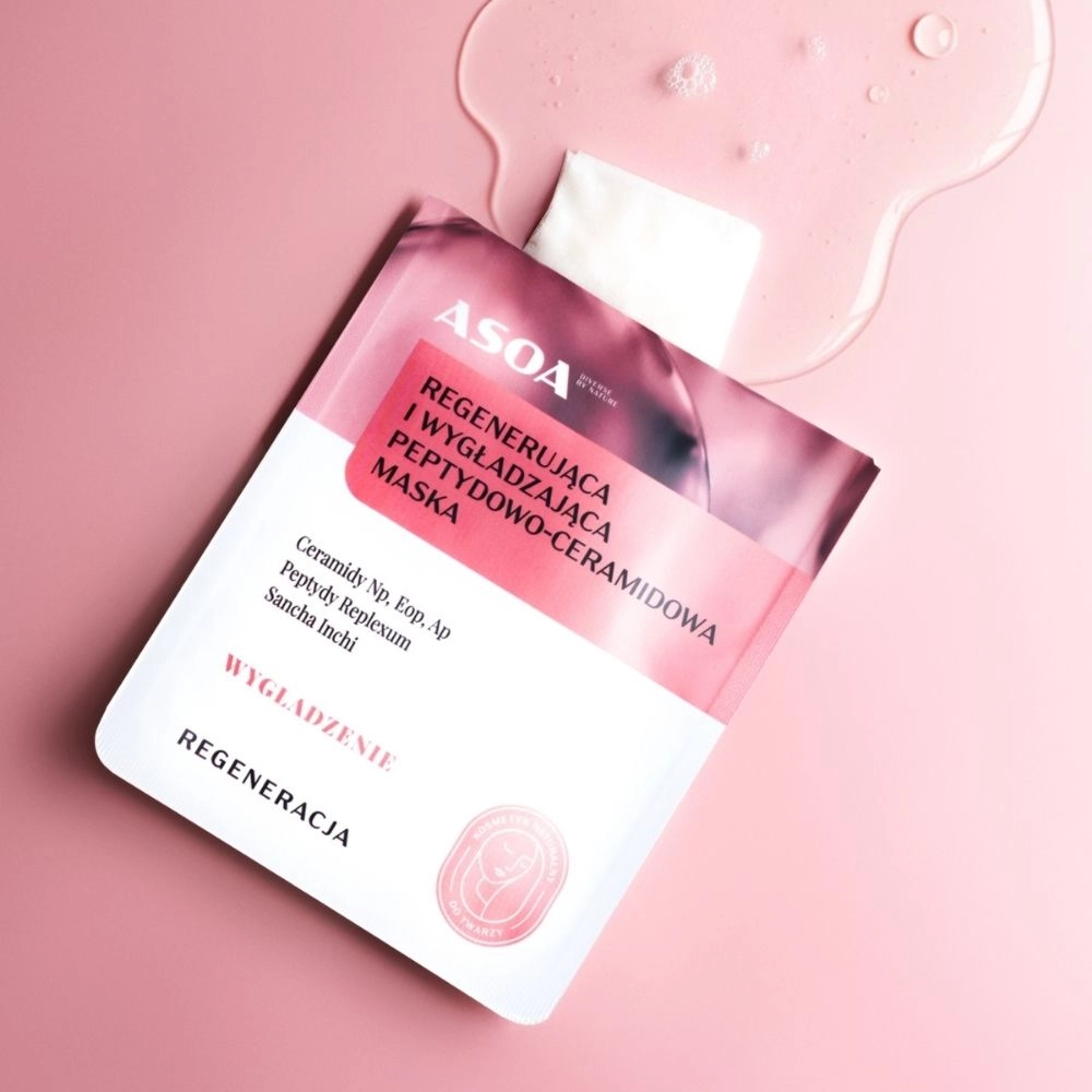 Maska regenerująco - wygładzająca peptydowo-ceramidowa w płachcie | Asoa