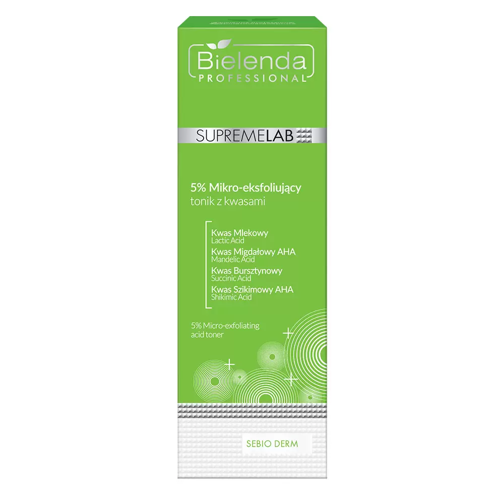 Mikro-eksfoliujący tonik z kwasami 5% SUPREMELAB SEBIO DERM | Bielenda Professional