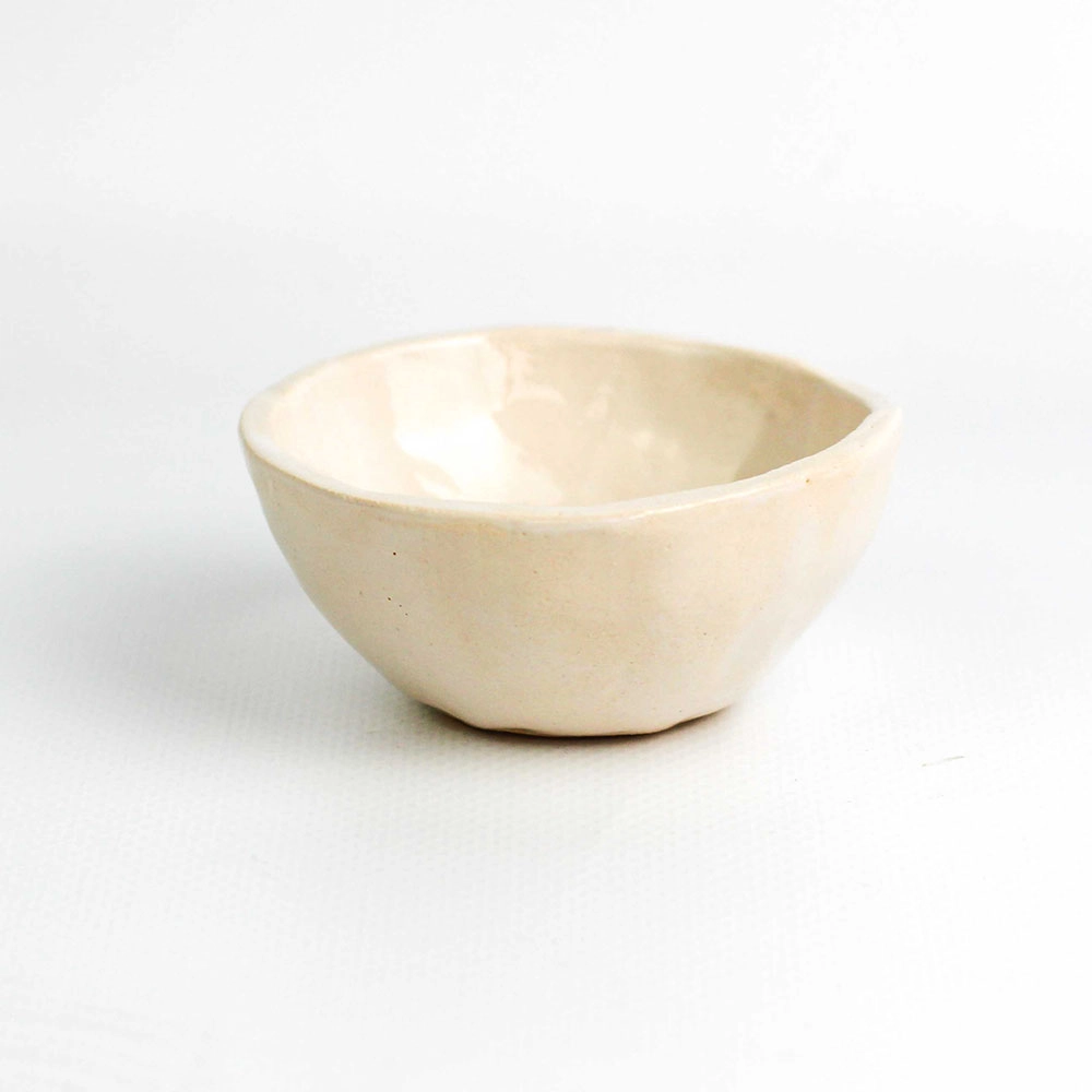 Miseczka ceramiczna MINI - beżowa z niebieską plamką | Senua