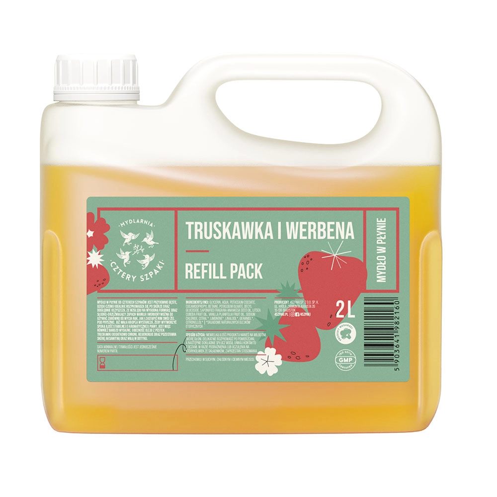 Mydło w płynie Truskawka i Werbena - refill | Cztery Szpaki