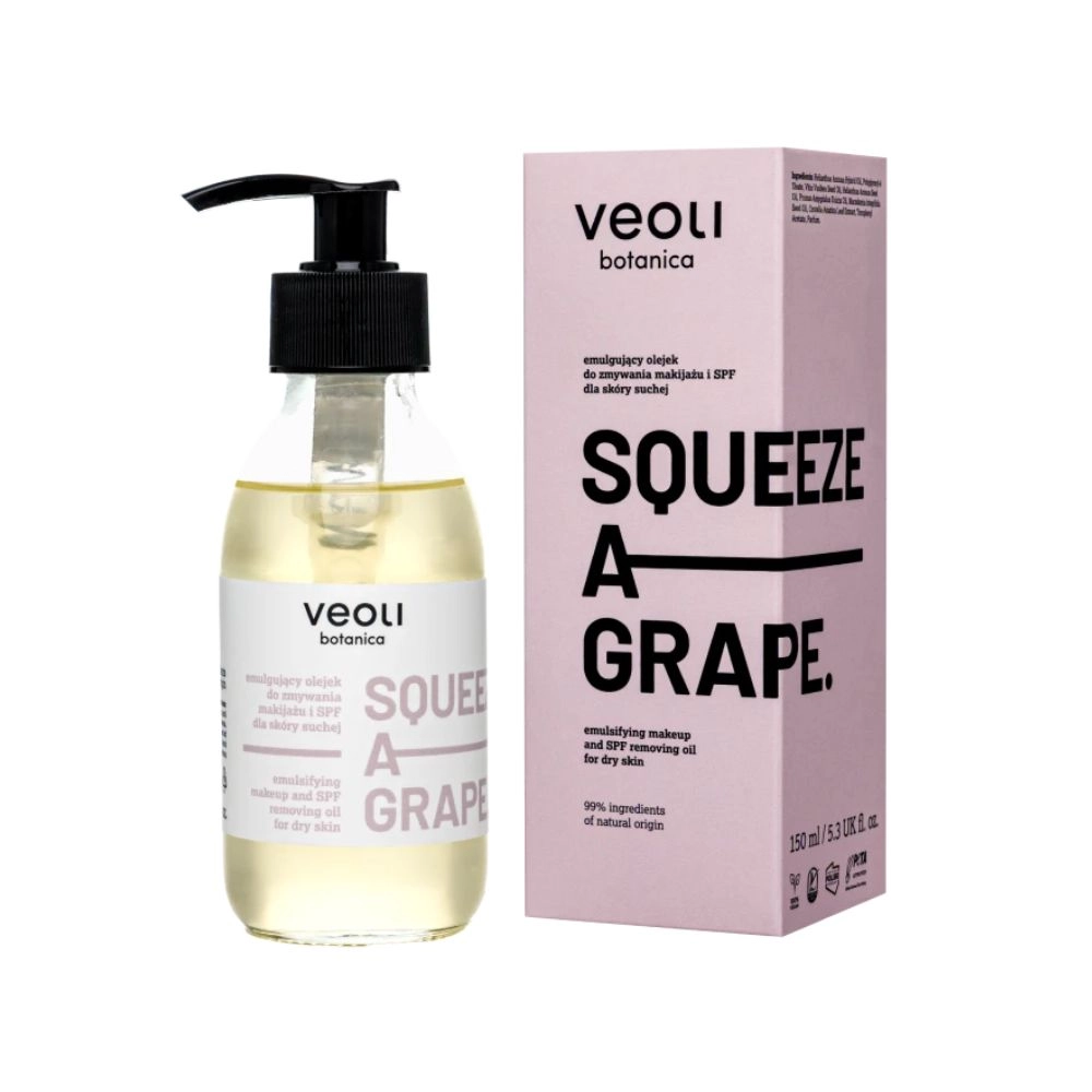 Olejek emulugujący do zmywania makijażu i SPF SQUEEZE A GRAPE | Veoli Botanica