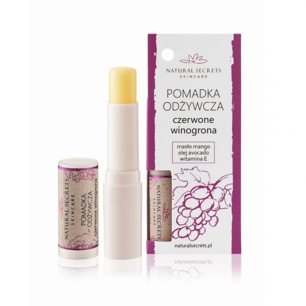 Pomadka odżywcza z olejem avocado i witaminą E - Czerwone winogrona | Natural Secrets