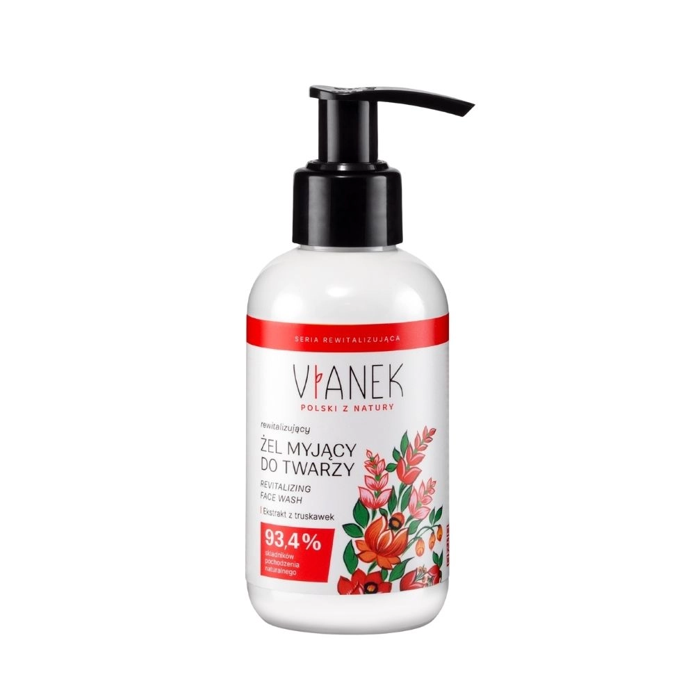 Rewitalizujący żel myjący do twarzy  z ekstraktem z owoców truskawek i kwasem migdałowym | Vianek