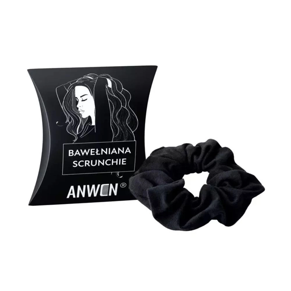 Scrunchie bawełniana - czarna | Anwen