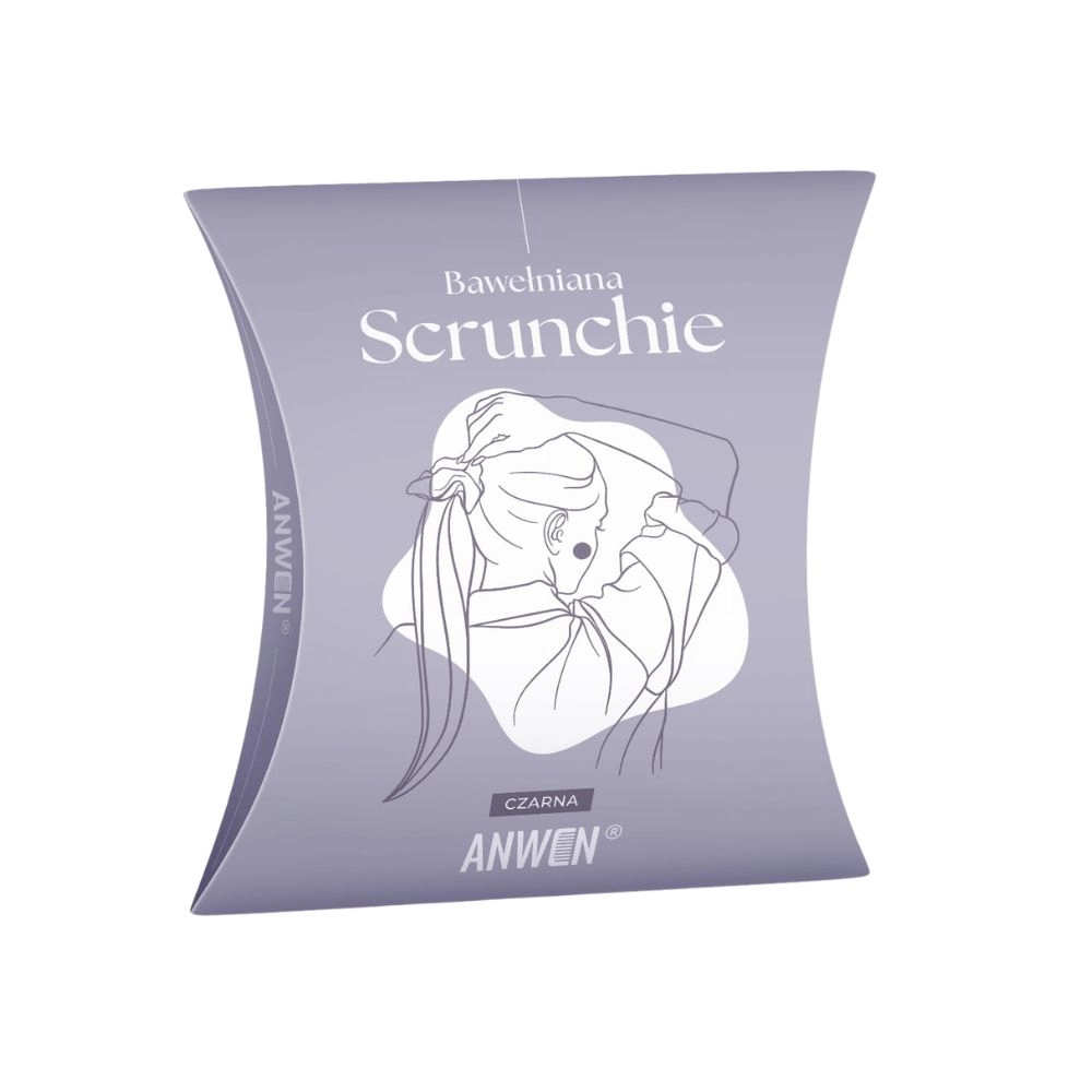 Scrunchie bawełniana - czarna | Anwen