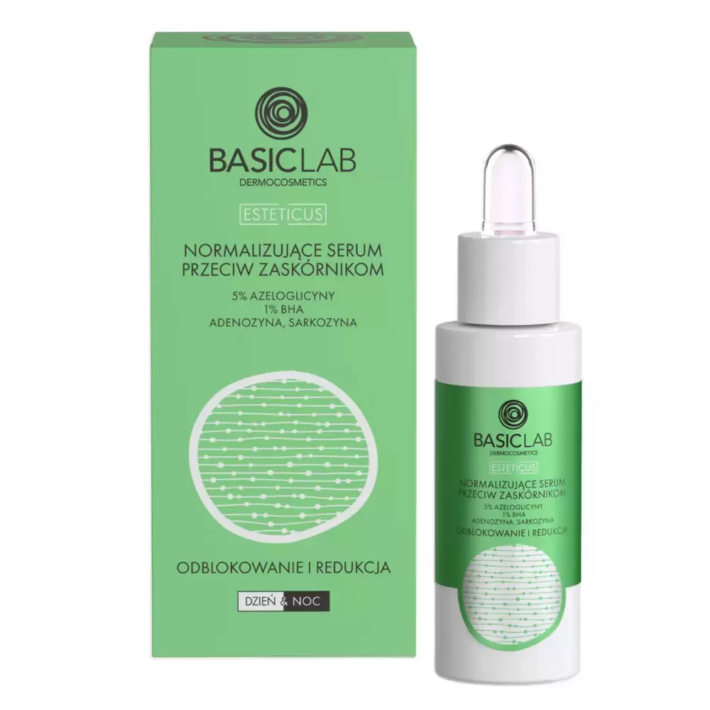 Serum normalizujące przeciw zaskórnikom z 5% azeloglicyny i 1% BHA | BasicLab