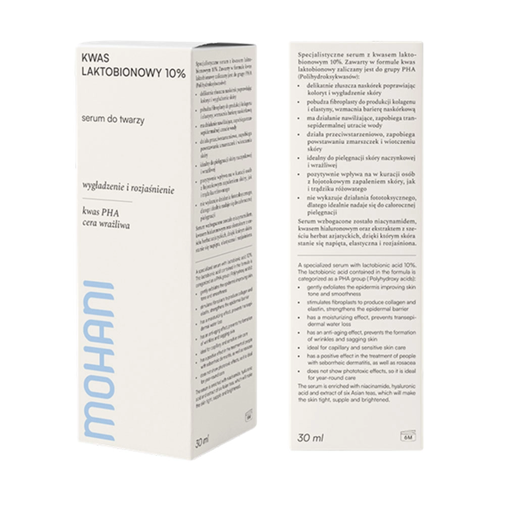 Serum rozjaśniające do twarzy z kwasem laktobionowym 10% | Mohani