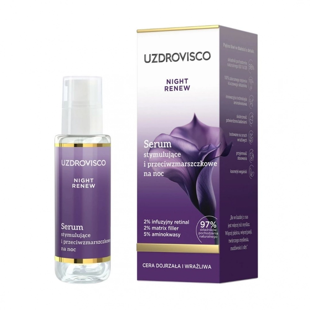 Serum stymulujące i przeciwzmarszczkowe na noc Night Renew | Uzdrovisco