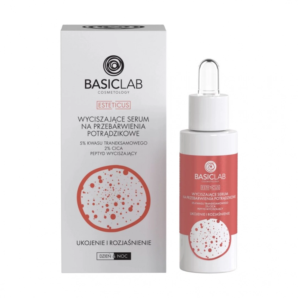 Serum wyciszające na przebarwienia potrądzikowe z 5% kwasem trakeksamowym Ukojenie i Rozjaśnienie | BasicLab