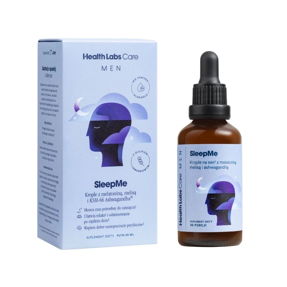 Suplement diety - Sleep Me MEN - krople z melatoniną, melisą, ashwagandhą i witaminą B | Health Labs Care