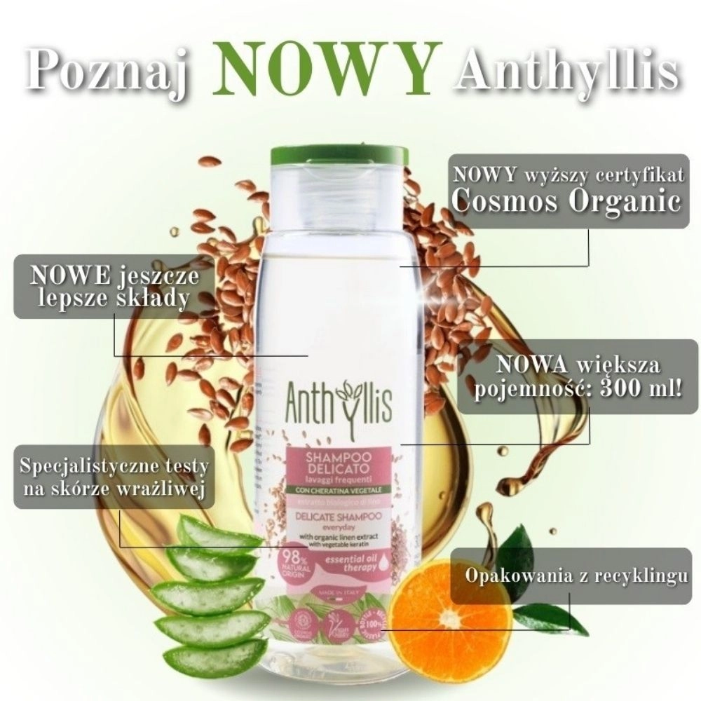 Szampon do częstego mycia włosów z keratyną i ekstraktem z lnu | Anthyllis