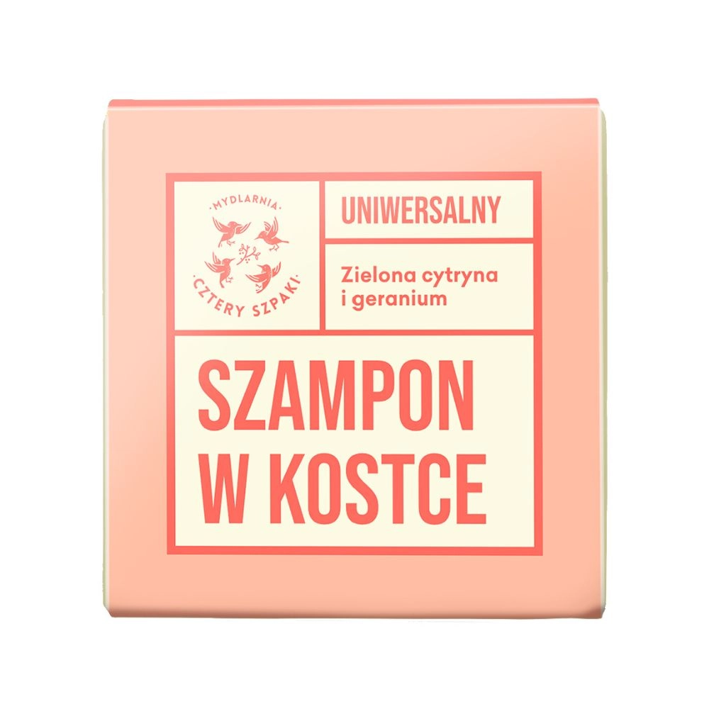 Szampon do włosów w kostce Zielona Cytryna i Geranium - uniwersalny | Cztery Szpaki