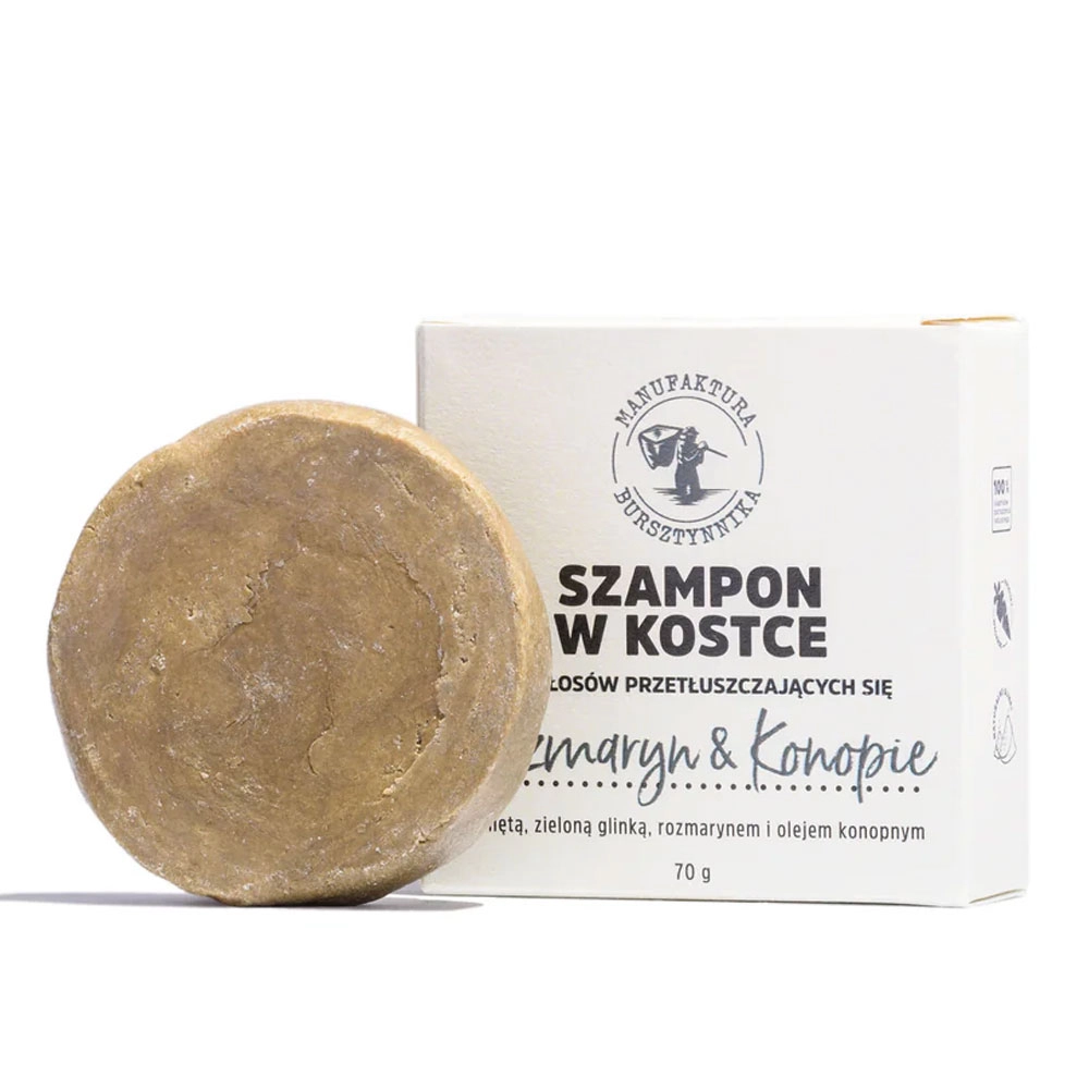 Szampon w kostce Rozmaryn Konopie | Manufaktura Bursztynnika