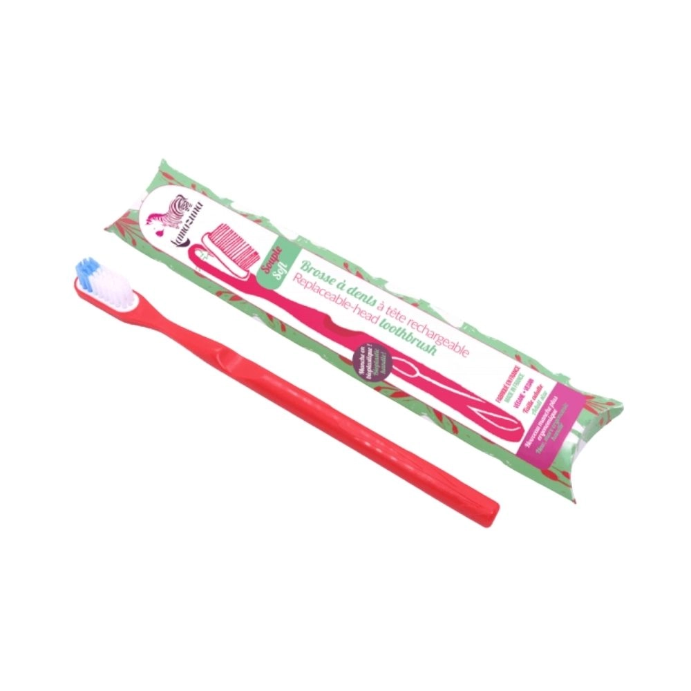 Szczoteczka do zębów z bioplastiku - Raspberry (włosie miękkie) | Lamazuna