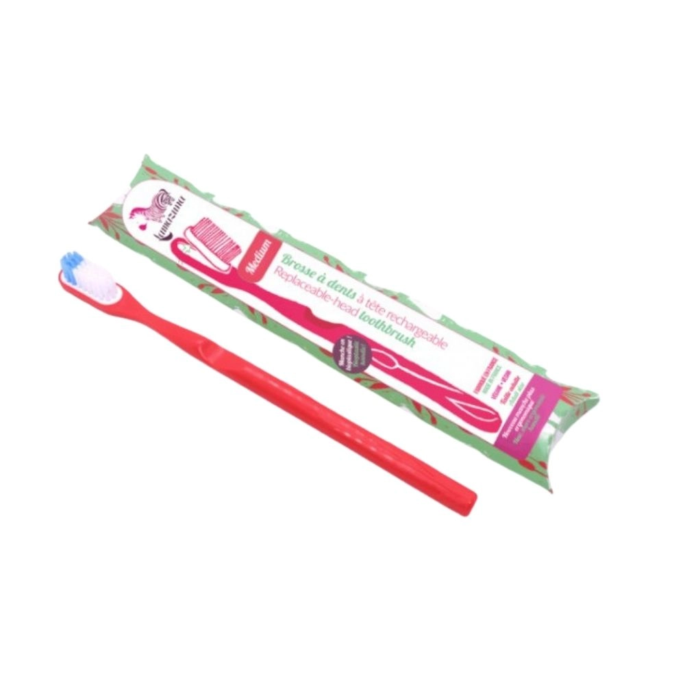Szczoteczka do zębów z bioplastiku - Raspberry (włosie średnie) | Lamazuna